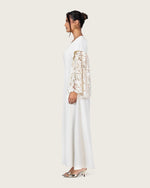 Elegant White Dress with Lace Sleeves - Noētic