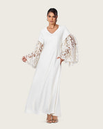Elegant White Dress with Lace Sleeves - Noētic