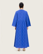 Eyelet Cotton A-Line Dress with Handmade Beaded & Sequin Details - Noētic