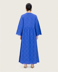 Eyelet Cotton A-Line Dress with Handmade Beaded & Sequin Details - Noētic