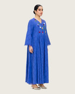 Eyelet Cotton A-Line Dress with Handmade Beaded & Sequin Details - Noētic