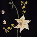 Floral Embroidered Color Block Maxi Dress with Draped Neckline - Noētic
