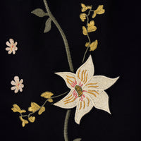 Floral Embroidered Color Block Maxi Dress with Draped Neckline - Noētic