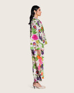 Floral Fruity Printed Maxi Kaftan with Tie Neckline - Noētic