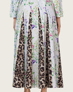 Floral & Leopard Linen Shirt Dress with Braided Beaded Belt - Noētic