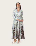 Floral & Leopard Linen Shirt Dress with Braided Beaded Belt - Noētic