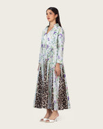 Floral & Leopard Linen Shirt Dress with Braided Beaded Belt - Noētic