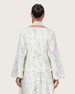 Floral Linen Ankle Length Dress with Scalloped Details - Noētic