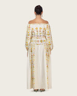 Floral Linen Dress with Hand-Beaded Waist - Noētic