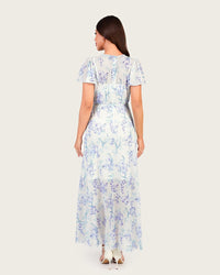 Floral Mesh Maxi Dress with Waist Belt - Noētic
