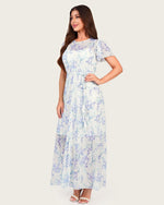 Floral Mesh Maxi Dress with Waist Belt - Noētic