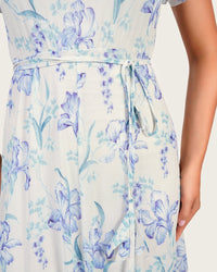 Floral Mesh Maxi Dress with Waist Belt - Noētic