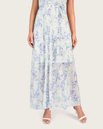 Floral Mesh Maxi Dress with Waist Belt - Noētic