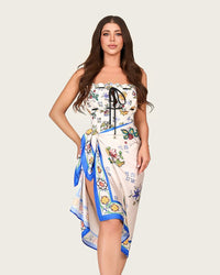 Floral One-Piece Swimsuit with Satin Wrap Skirt Cover-Up – Adjustable Straps - Noētic