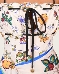 Floral One-Piece Swimsuit with Satin Wrap Skirt Cover-Up – Adjustable Straps - Noētic