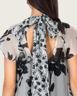 Floral Organza Maxi Dress with Back Bow Tie - Noētic