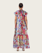 Floral Organza Maxi Dress with High Neck and Back Bow - Noētic