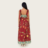 Floral Poplin Midi Dress with Tie Straps, Smocked Back & Pockets - Noētic