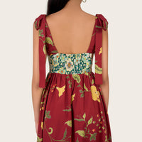 Floral Poplin Midi Dress with Tie Straps, Smocked Back & Pockets - Noētic