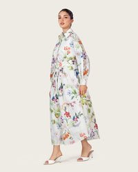 Floral Poplin Shirt Dress with Belt - Noētic
