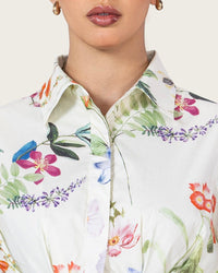 Floral Poplin Shirt Dress with Belt - Noētic