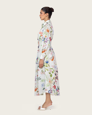 Floral Poplin Shirt Dress with Belt - Noētic