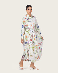 Floral Poplin Shirt Dress with Belt - Noētic