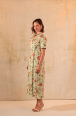 Floral Printed Garden Chic Linen Shirt Dress - Noētic