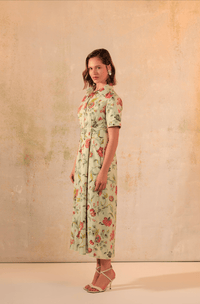 Floral Printed Garden Chic Linen Shirt Dress - Noētic