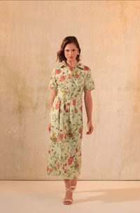 Floral Printed Garden Chic Linen Shirt Dress - Noētic