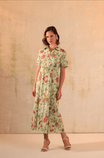 Floral Printed Garden Chic Linen Shirt Dress - Noētic