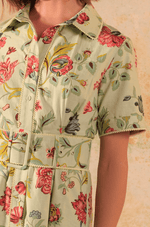 Floral Printed Garden Chic Linen Shirt Dress - Noētic