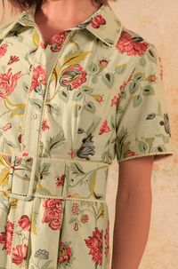 Floral Printed Garden Chic Linen Shirt Dress - Noētic