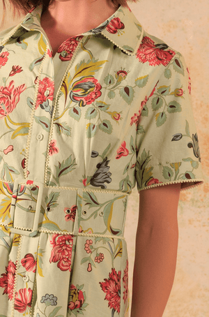 Floral Printed Garden Chic Linen Shirt Dress - Noētic