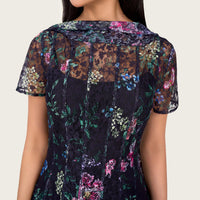 Floral Printed Lace Ankle Length Dress with Matching Scarf - Noētic