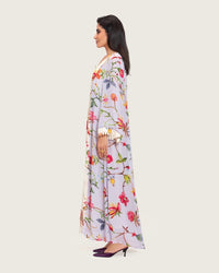 Floral Printed Maxi Dress with Beaded Embroidery - Noētic