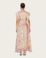 Floral Sequin Maxi Dress with Flutter Sleeves - Noētic