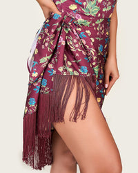 Floral Swim Set - One-Piece Swimsuit with Fringed Wrap Skirt Cover-Up - Noētic