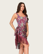 Floral Swim Set - One-Piece Swimsuit with Fringed Wrap Skirt Cover-Up - Noētic