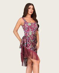 Floral Swim Set - One-Piece Swimsuit with Fringed Wrap Skirt Cover-Up - Noētic
