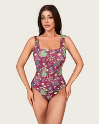 Floral Swim Set - One-Piece Swimsuit with Fringed Wrap Skirt Cover-Up - Noētic