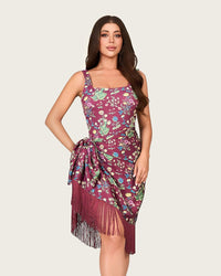 Floral Swim Set - One-Piece Swimsuit with Fringed Wrap Skirt Cover-Up - Noētic