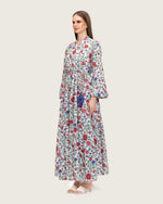 Floral Tiered Maxi Wrap Dress with Waist Tie Tassels - Noētic