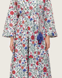 Floral Tiered Maxi Wrap Dress with Waist Tie Tassels - Noētic