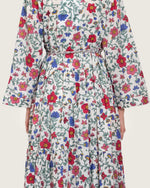 Floral Tiered Maxi Wrap Dress with Waist Tie Tassels - Noētic