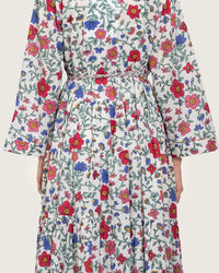 Floral Tiered Maxi Wrap Dress with Waist Tie Tassels - Noētic