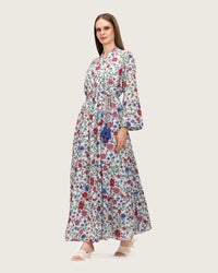 Floral Tiered Maxi Wrap Dress with Waist Tie Tassels - Noētic