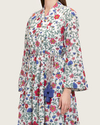 Floral Tiered Maxi Wrap Dress with Waist Tie Tassels - Noētic