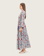 Floral Tiered Maxi Wrap Dress with Waist Tie Tassels - Noētic