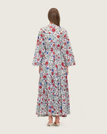 Floral Tiered Maxi Wrap Dress with Waist Tie Tassels - Noētic